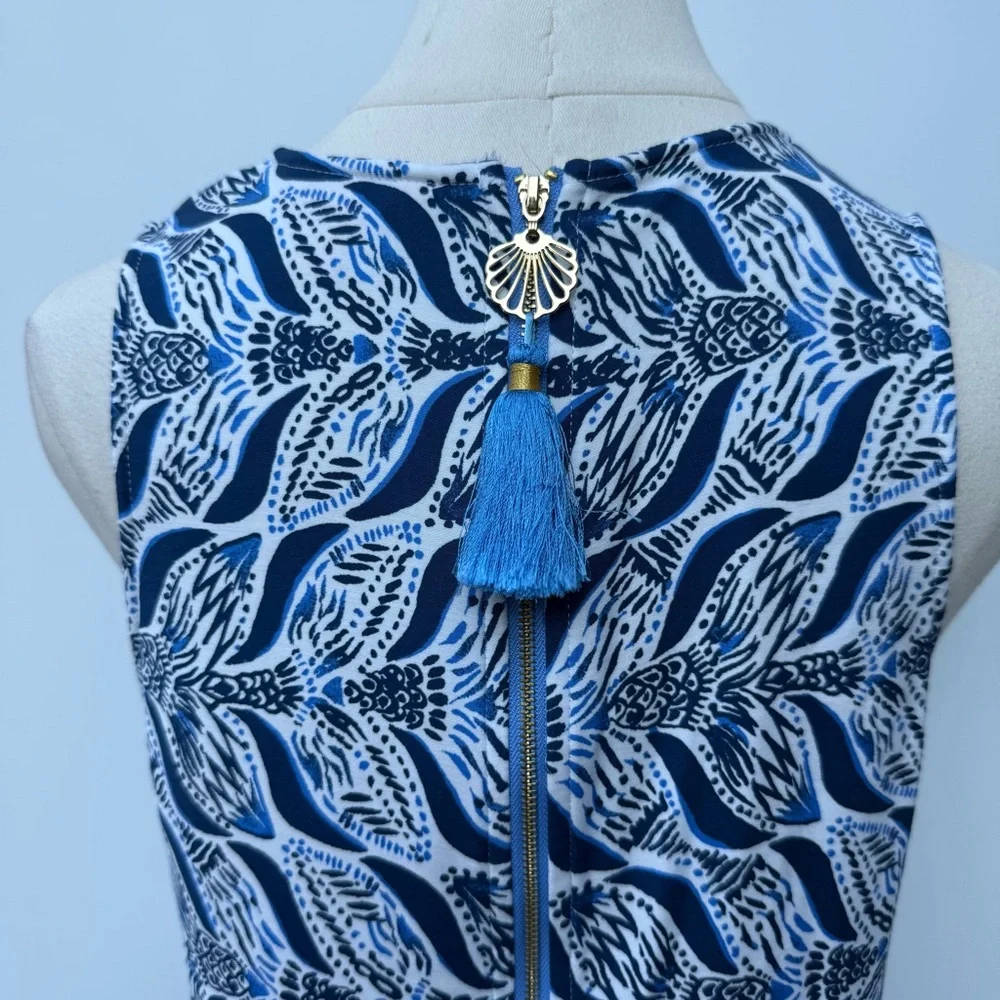 Lilly Pulitzer Blue and White V-Neck Mermaid Tail Print Dress Size 4 - Picture 8 of 15